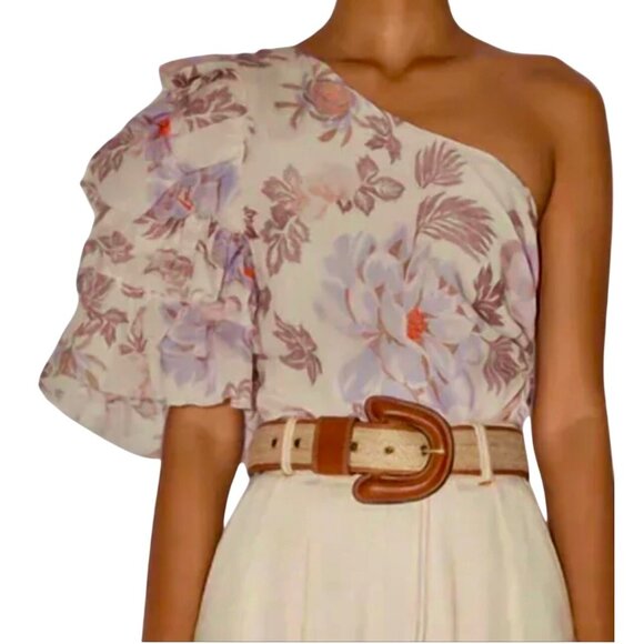 Magali Pascal Desa Black One-Shoulder Ruched Ruffled Top – NEW Size Small - Picture 4 of 9